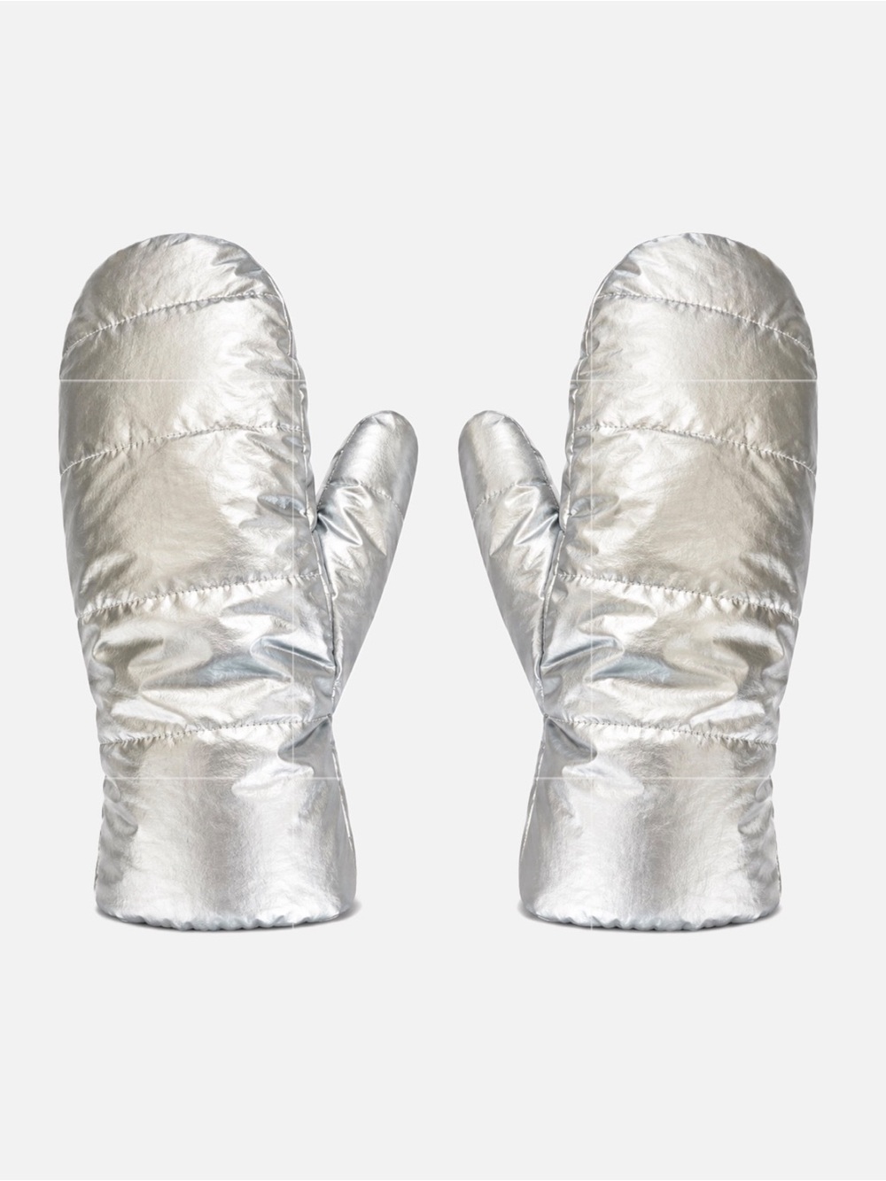 A New Day Metallic Silver Puffer Mittens One Size NWT